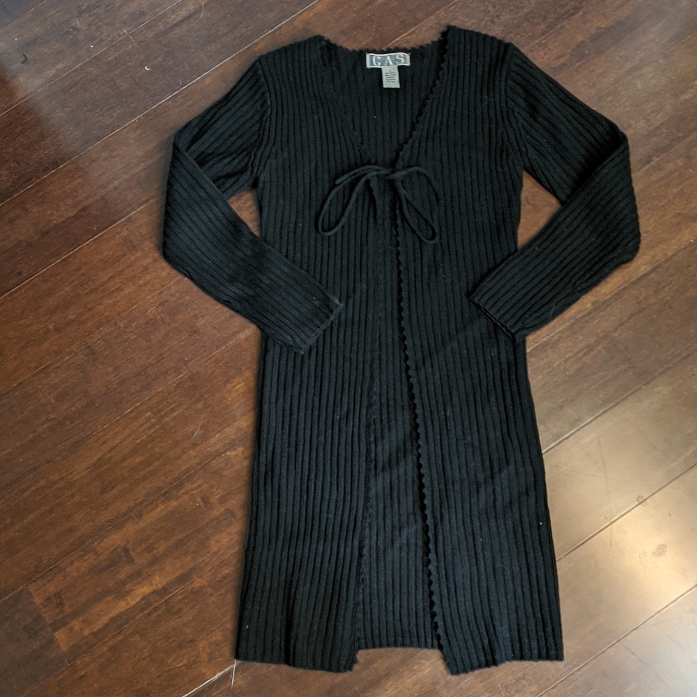 Vintage 2000s black ribbed cardigan sweater M/L
